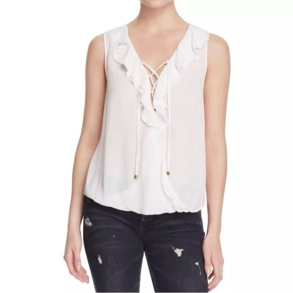 Women's White Ruffle Top - Picture 1 of 2